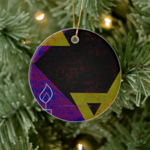 SlipperyJoe's Hanukkah-themed image golden yellow  Ceramic Ornament