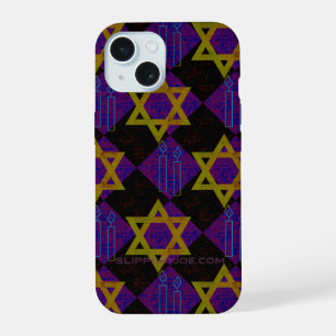 SlipperyJoe's Hanukkah-themed image golden yellow iPhone 15 Case