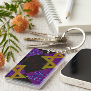 SlipperyJoe's Hanukkah-themed image golden yellow Key Ring