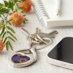 SlipperyJoe's Hanukkah-themed image golden yellow  Key Ring