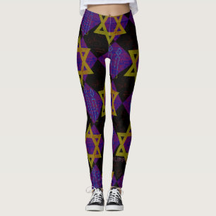 SlipperyJoe's Hanukkah-themed image golden yellow Leggings