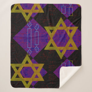 SlipperyJoe's Hanukkah-themed image golden yellow Sherpa Blanket