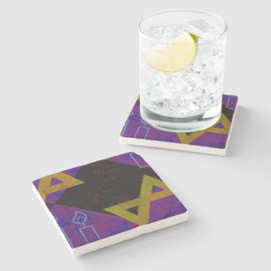 SlipperyJoe's Hanukkah-themed image golden yellow Stone Coaster