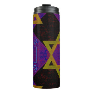 SlipperyJoe's Hanukkah-themed image golden yellow  Thermal Tumbler