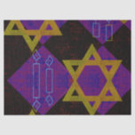 SlipperyJoe's Hanukkah-themed image golden yellow  Tissue Paper<br><div class="desc">SlipperyJoe's Hanukkah-themed image golden yellow Star of David blue candles with orange flames Menorah-inspired art gift idea Jewish identity spirituality holiday retro bold symmetrical pattern diamond-shaped grid background blends tradition and vibrant design purple black chequerboard effect Hebrew religious celebration</div>
