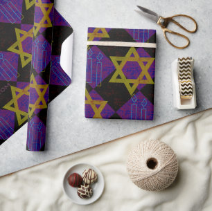 SlipperyJoe's Hanukkah-themed image golden yellow Wrapping Paper