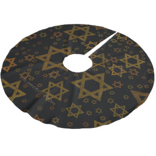 SlipperyJoe's Hanukkah-themed Star David artistic  Brushed Polyester Tree Skirt