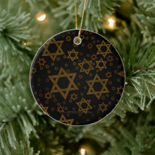 SlipperyJoe's Hanukkah-themed Star David artistic Ceramic Ornament