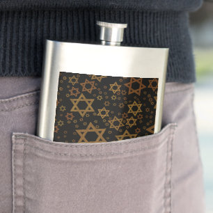 SlipperyJoe's Hanukkah-themed Star David artistic  Hip Flask