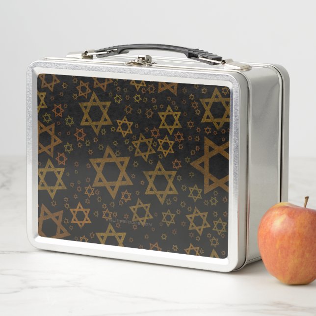 SlipperyJoe's Hanukkah-themed Star David artistic  Metal Lunch Box (In Situ)