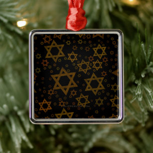 SlipperyJoe's Hanukkah-themed Star David artistic  Metal Ornament