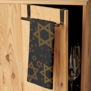 SlipperyJoe's Hanukkah-themed Star David artistic Tea Towel