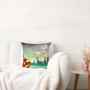 SlipperyJoe's Happy Halloween cemetery graveyard c Cushion