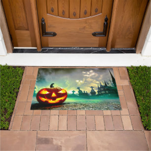 SlipperyJoe's Happy Halloween cemetery graveyard c Doormat