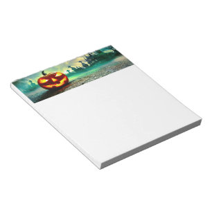 SlipperyJoe's Happy Halloween cemetery graveyard c Notepad