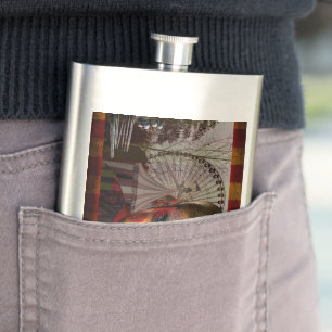SlipperyJoe's Happy Halloween creepy doll face bal Hip Flask