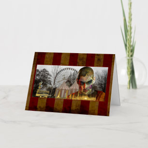 SlipperyJoe's Happy Halloween creepy man doll face Foil Holiday Card