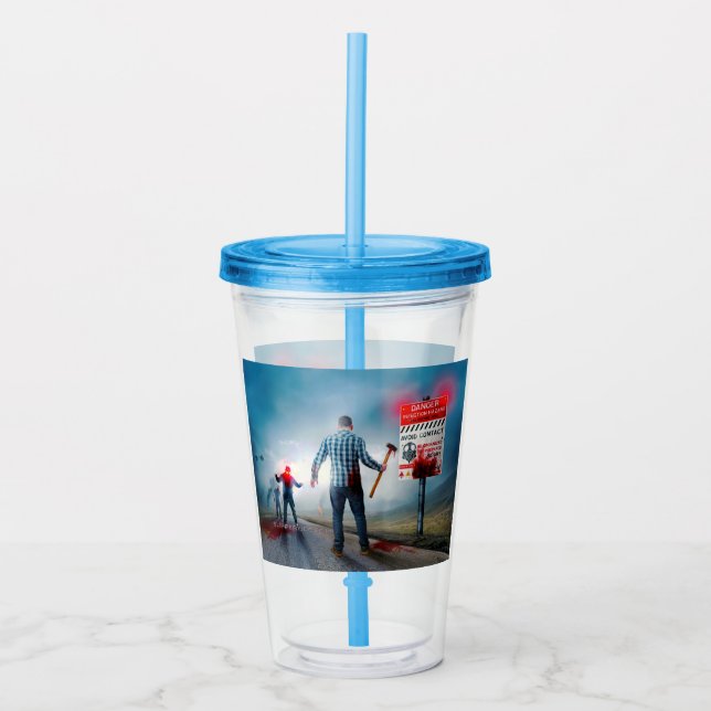 SlipperyJoe's happy Halloween glowing eyes zombies Acrylic Tumbler (Front)