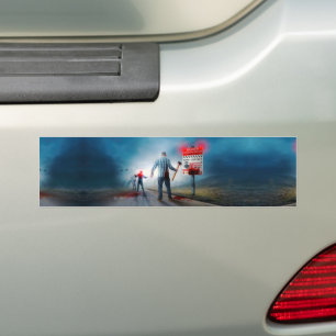 SlipperyJoe's happy Halloween glowing eyes zombies Bumper Sticker