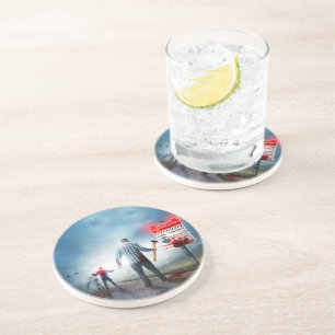 SlipperyJoe's happy Halloween glowing eyes zombies Coaster