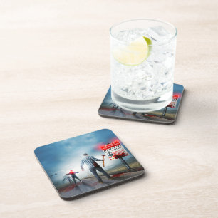 SlipperyJoe's happy Halloween glowing eyes zombies Coaster