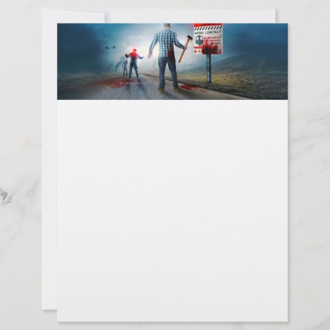 SlipperyJoe's happy Halloween glowing eyes zombies Custom Letterhead (Front)