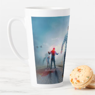 SlipperyJoe's happy Halloween glowing eyes zombies Latte Mug