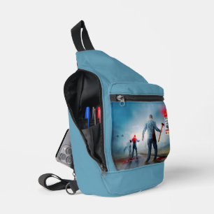 SlipperyJoe's happy Halloween glowing eyes zombies Sling Bag