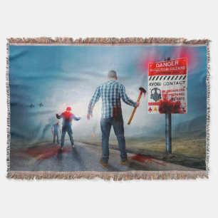 SlipperyJoe's happy Halloween glowing eyes zombies Throw Blanket