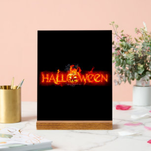 SlipperyJoe's Happy Halloween pumpkin glowing eyes Acrylic Sign