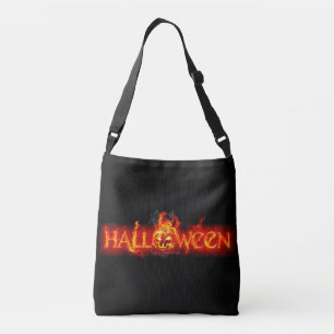 SlipperyJoe's Happy Halloween pumpkin glowing eyes Crossbody Bag