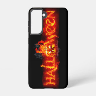 SlipperyJoe's Happy Halloween pumpkin glowing eyes Samsung Galaxy Case