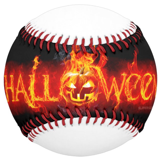 SlipperyJoe's Happy Halloween pumpkin glowing eyes Softball (Front)
