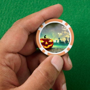 SlipperyJoe's Happy Halloween pumpkin LGBTQIA scar Poker Chips