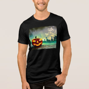 SlipperyJoe's Happy Halloween pumpkin LGBTQIA scar Tri-Blend Shirt