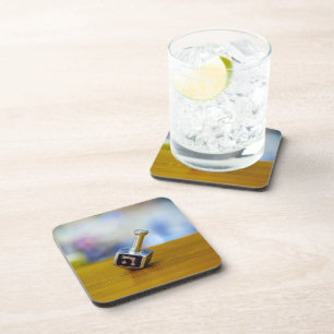 SlipperyJoe's Happy Hanukkah four-sided spinning t Coaster