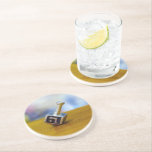 SlipperyJoe's Happy Hanukkah four-sided spinning t Coaster<br><div class="desc">SlipperyJoe's Happy Hanukkah four-sided spinning top dreidel artistic Celebration Candles Jewish Hebrew Chanukah gifts decorations Judaism religion Hebrew letter Nun traditional toy children adult game cultural symbol metallic shiny finish wooden surface</div>