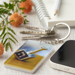 SlipperyJoe's Happy Hanukkah four-sided spinning t Key Ring