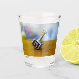 SlipperyJoe's Happy Hanukkah four-sided spinning t Shot Glass