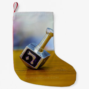SlipperyJoe's Happy Hanukkah four-sided spinning t Small Christmas Stocking