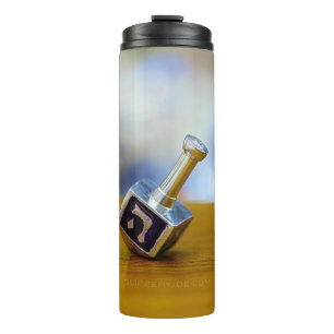 SlipperyJoe's Happy Hanukkah four-sided spinning t Thermal Tumbler
