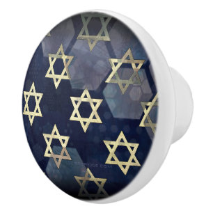 SlipperyJoe's Happy Hanukkah multiple Star of Davi Ceramic Knob