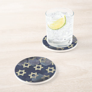 SlipperyJoe's Happy Hanukkah multiple Star of Davi Coaster