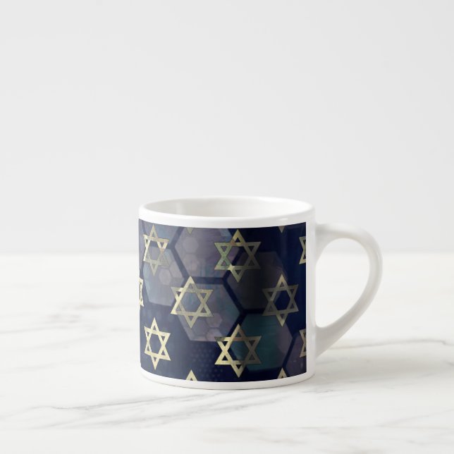 SlipperyJoe's Happy Hanukkah multiple Star of Davi Espresso Cup (Right)