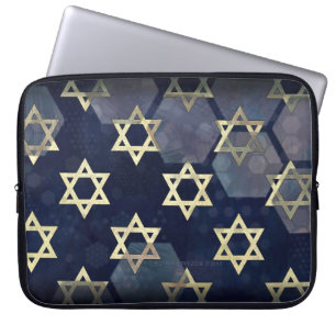 SlipperyJoe's Happy Hanukkah multiple Star of Davi Laptop Sleeve