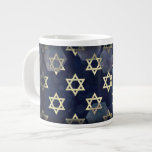 SlipperyJoe's Happy Hanukkah multiple Star of Davi Large Coffee Mug<br><div class="desc">SlipperyJoe's Happy Hanukkah multiple Star of David symbols artistic Celebration Jewish Hebrew Chanukah gifts decorations Judaism religion significant symbol relevant cultural religious contexts various hexagonal shapes dark blue purple hues dark abstract background layered textured appearance</div>