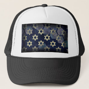 SlipperyJoe's Happy Hanukkah multiple Star of Davi Trucker Hat