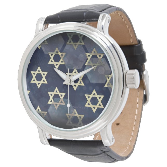 SlipperyJoe's Happy Hanukkah multiple Star of Davi Watch (Angled)