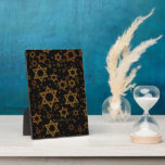 SlipperyJoe's Happy Hanukkah multiple Stars of Dav Plaque<br><div class="desc">SlipperyJoe's Happy Hanukkah multiple Stars of David pattern artistic Celebration Jewish identity heritage Hebrew Chanukah gifts decorations Judaism significant symbol religion various sizes brown gold shades visually appealing intricate design</div>