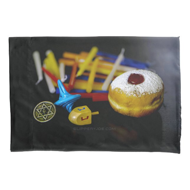 SlipperyJoe's Happy Hanukkah Star of David coin me Pillowcase (Front)